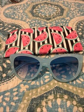 Light Blue Cat Eye Sunglasses with Blue Lenses - Women’s Fashion Accessory